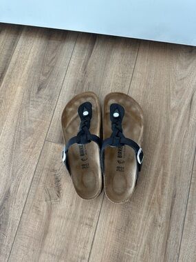 Black Gizeh Braided Birkenstocks